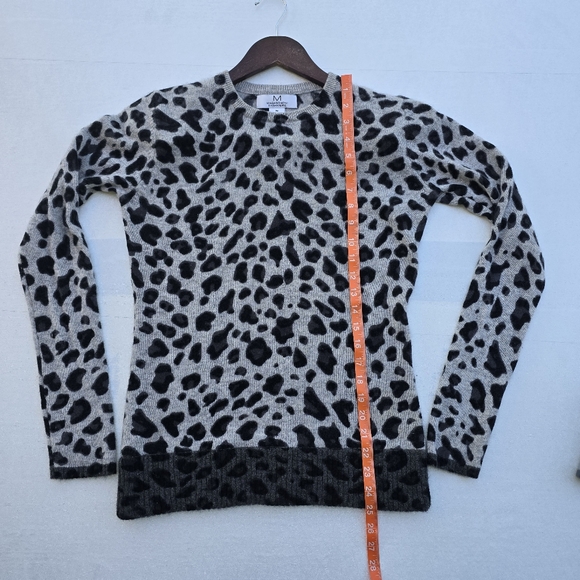 M MAGASCHONI CASHMERE Grey Combo Leopard Sweater 100% Cashmere - Picture 5 of 6